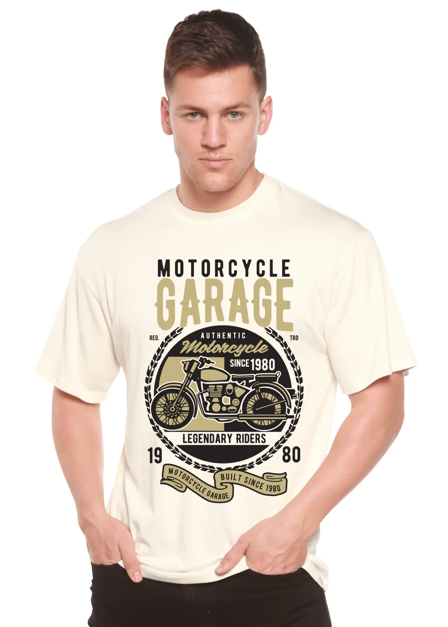Motorcycle Garage Men's Bamboo Viscose/Organic Cotton Short Sleeve Graphic T-Shirt - Blade & Thread