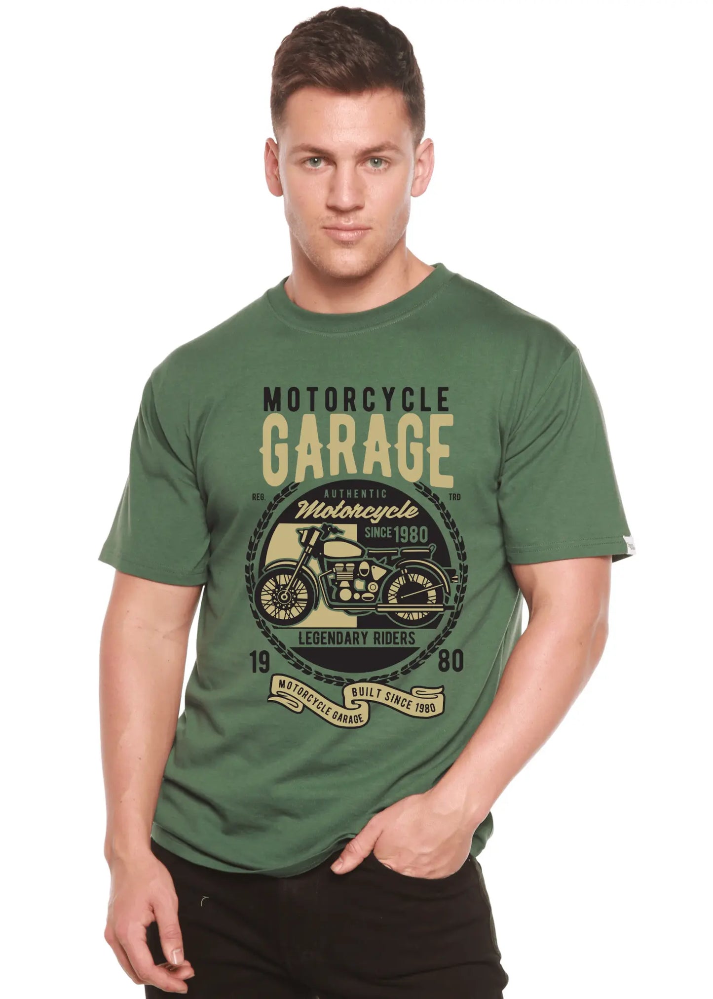 Motorcycle Garage Men's Bamboo Viscose/Organic Cotton Short Sleeve Graphic T-Shirt - Blade & Thread