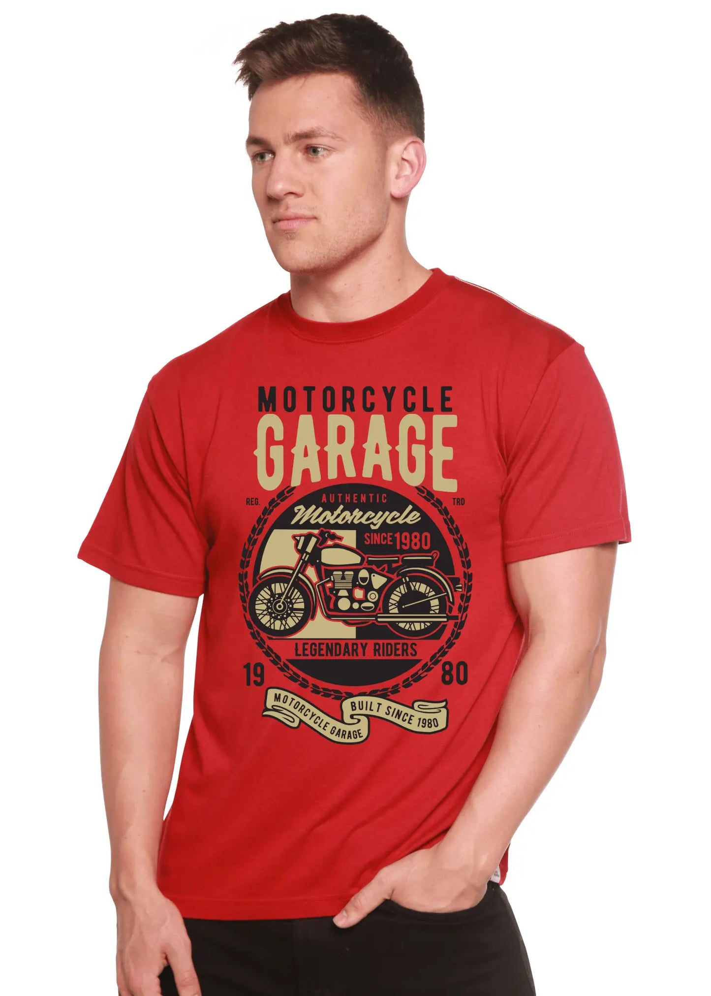 Motorcycle Garage Men's Bamboo Viscose/Organic Cotton Short Sleeve Graphic T-Shirt - Blade & Thread