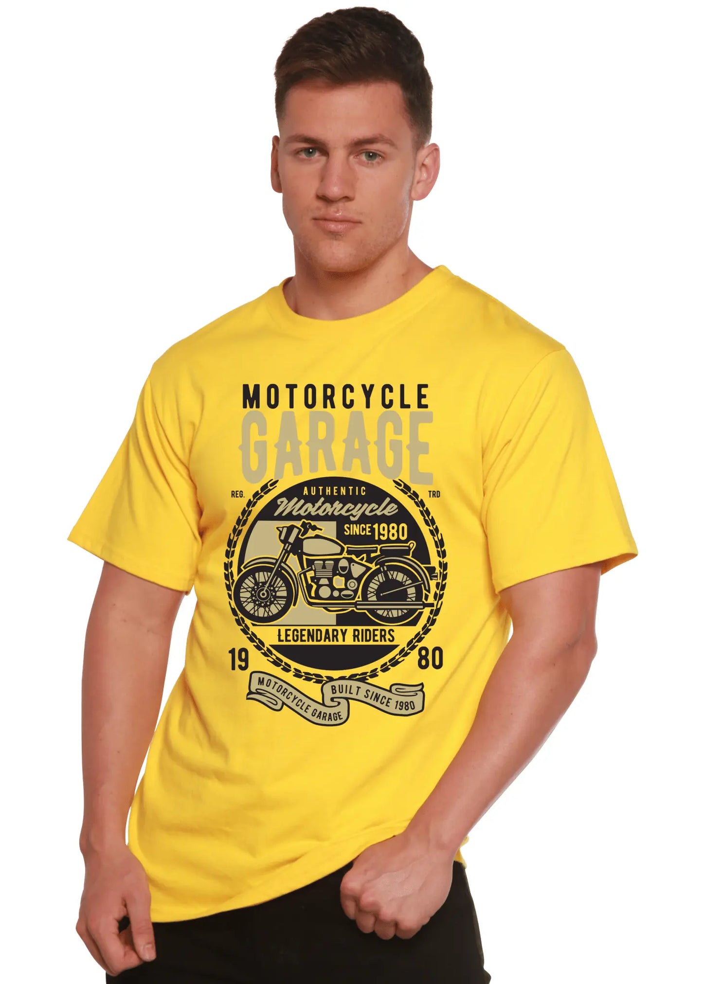 Motorcycle Garage Men's Bamboo Viscose/Organic Cotton Short Sleeve Graphic T-Shirt - Blade & Thread