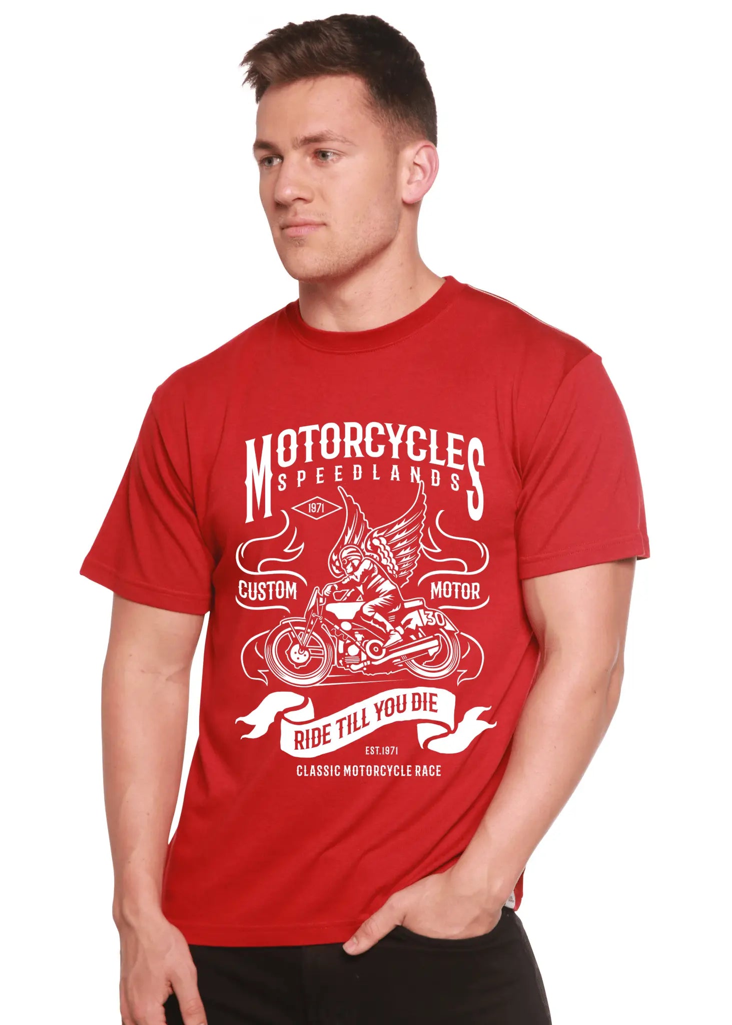 Motorcycles Men's Bamboo Viscose/Organic Cotton Short Sleeve Graphic T-Shirt - Blade & Thread