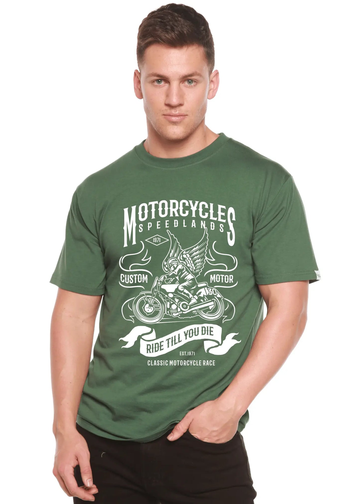 Motorcycles Men's Bamboo Viscose/Organic Cotton Short Sleeve Graphic T-Shirt - Blade & Thread