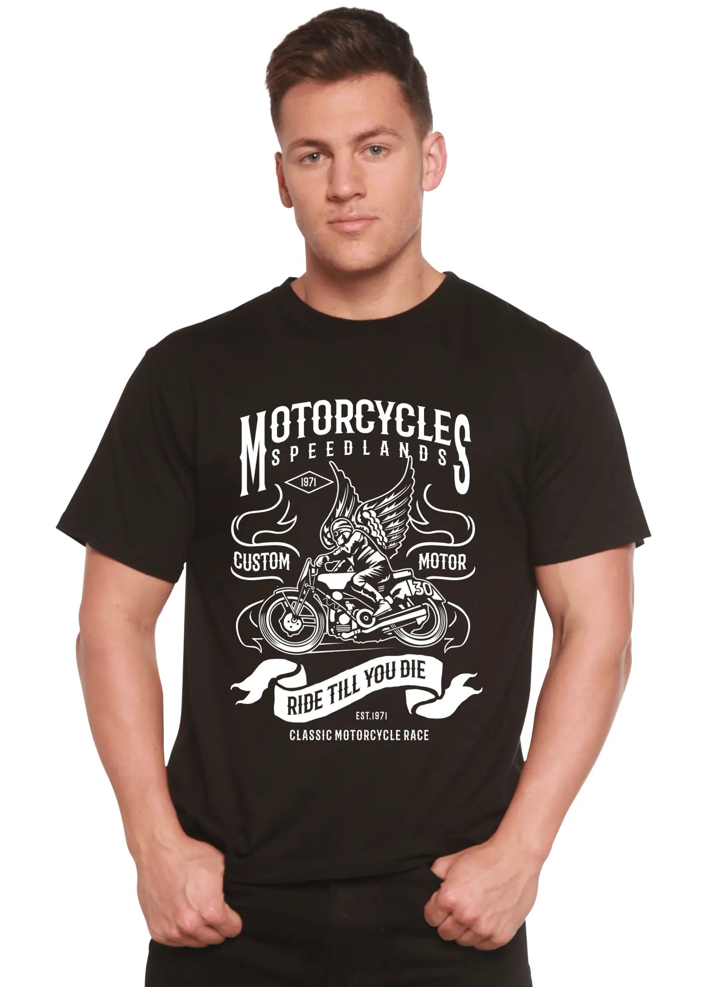 Motorcycles Men's Bamboo Viscose/Organic Cotton Short Sleeve Graphic T-Shirt - Blade & Thread