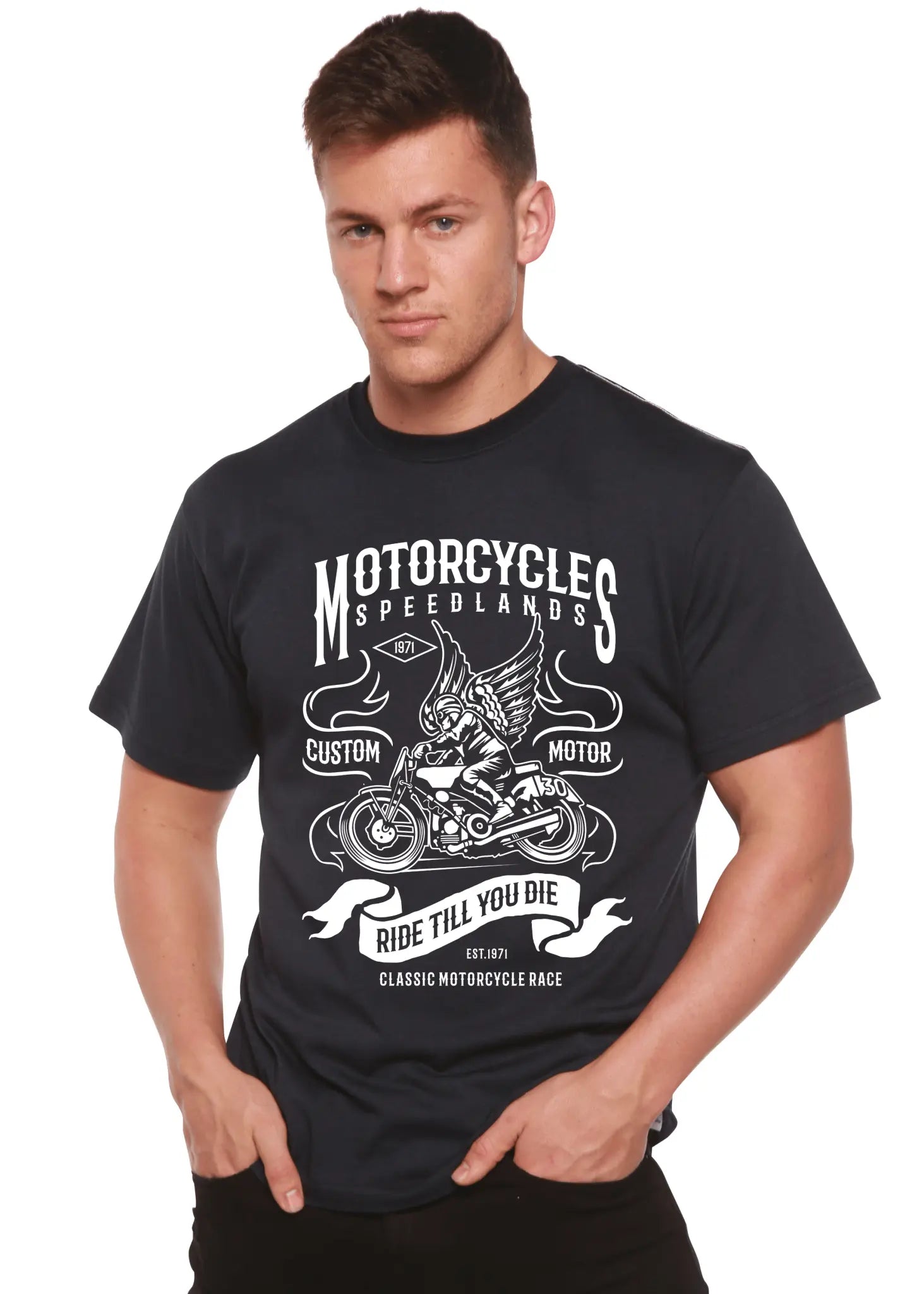 Motorcycles Men's Bamboo Viscose/Organic Cotton Short Sleeve Graphic T-Shirt - Blade & Thread