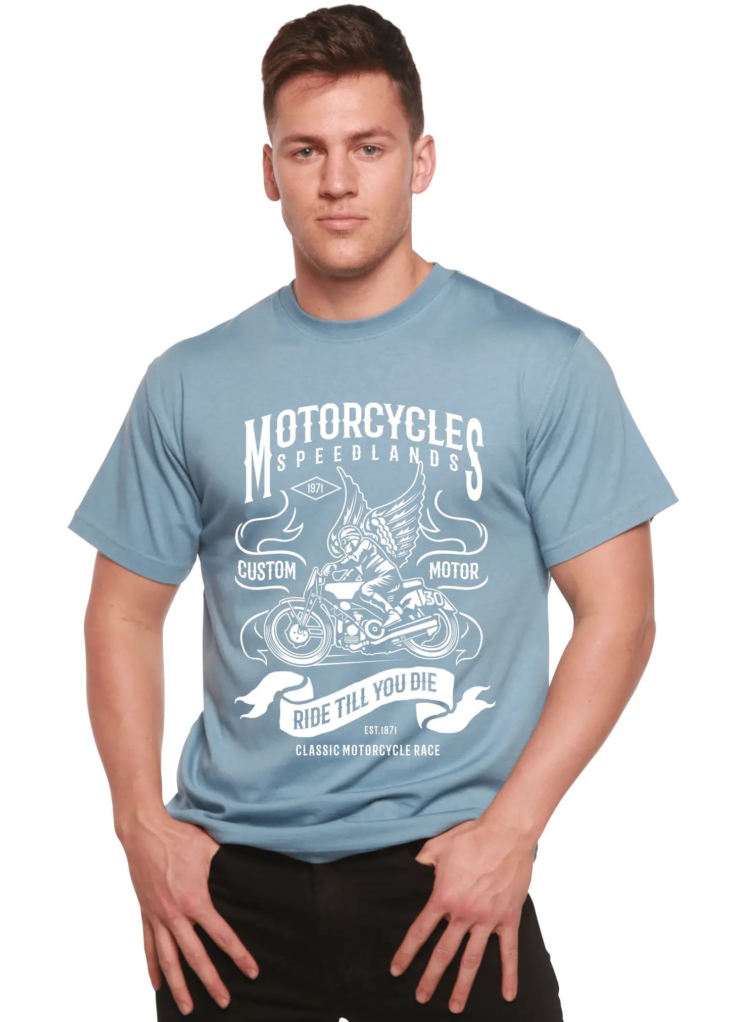 Motorcycles Men's Bamboo Viscose/Organic Cotton Short Sleeve Graphic T-Shirt - Blade & Thread