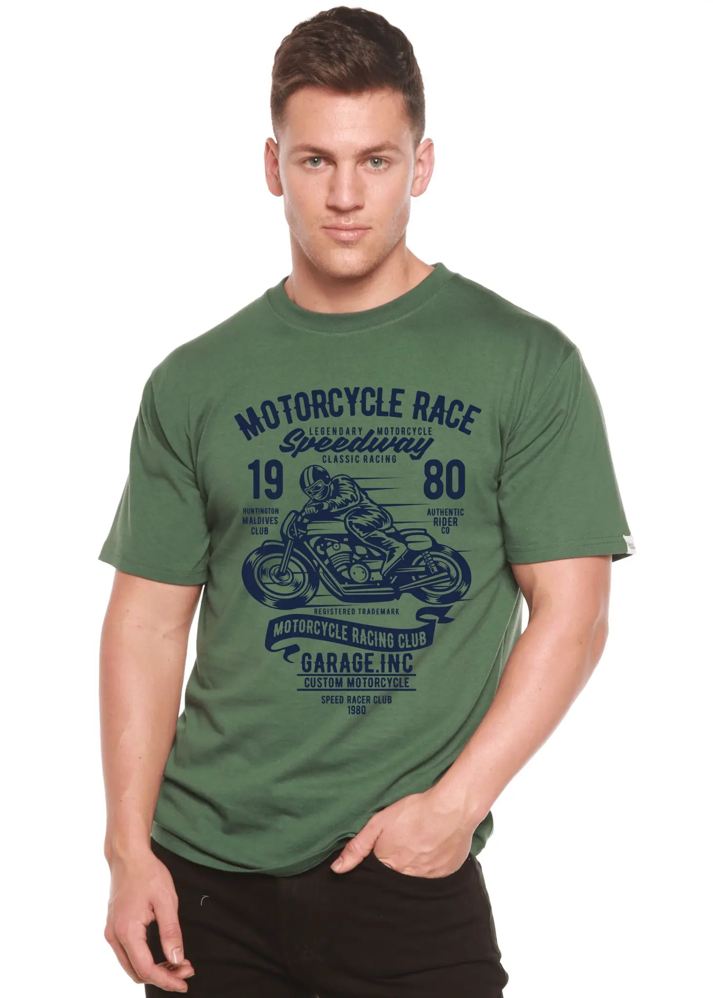 Motorcycles Race Men's Bamboo Viscose/Organic Cotton Short Sleeve Graphic T-Shirt - Blade & Thread