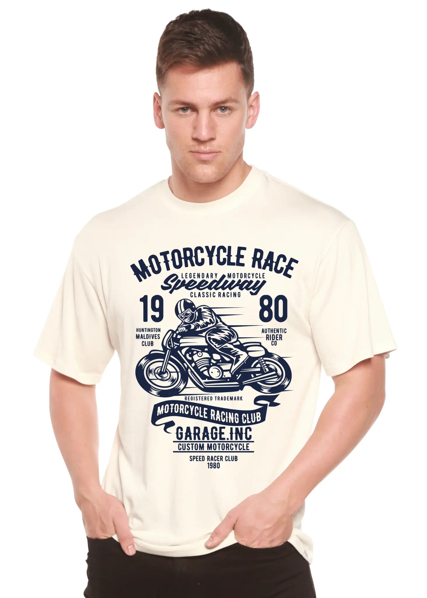 Motorcycles Race Men's Bamboo Viscose/Organic Cotton Short Sleeve Graphic T-Shirt - Blade & Thread