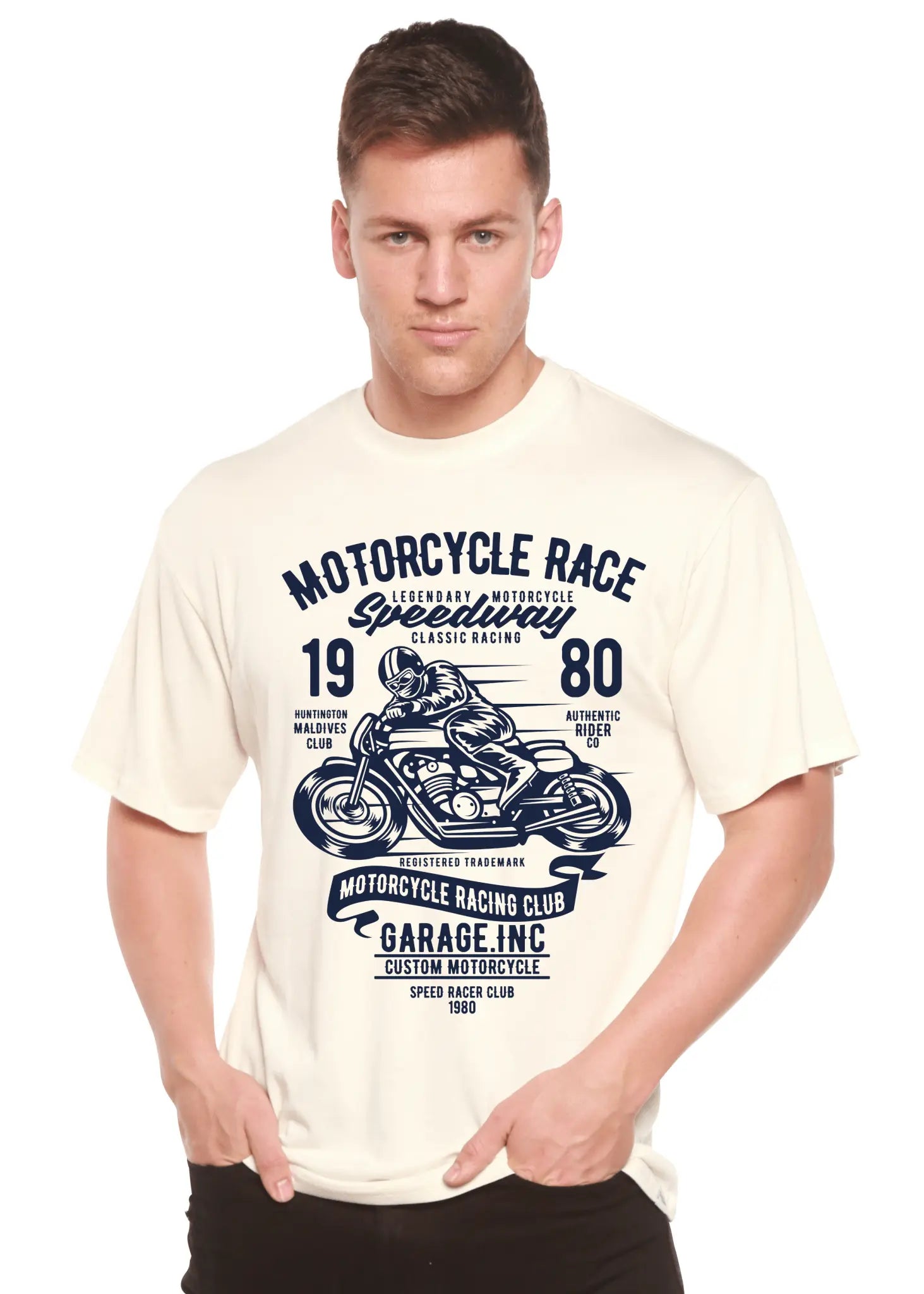 Motorcycles Race Men's Bamboo Viscose/Organic Cotton Short Sleeve Graphic T-Shirt - Blade & Thread