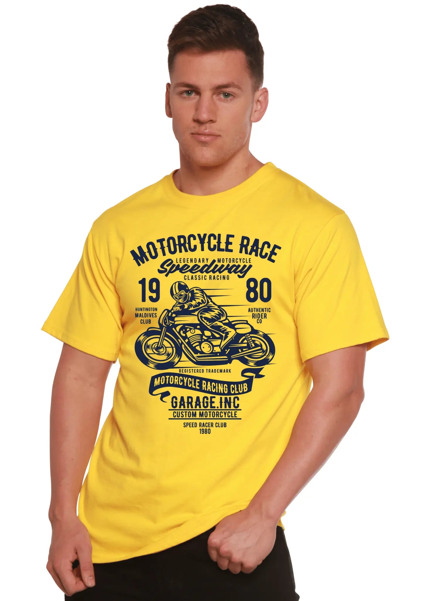 Motorcycles Race Men's Bamboo Viscose/Organic Cotton Short Sleeve Graphic T-Shirt - Blade & Thread