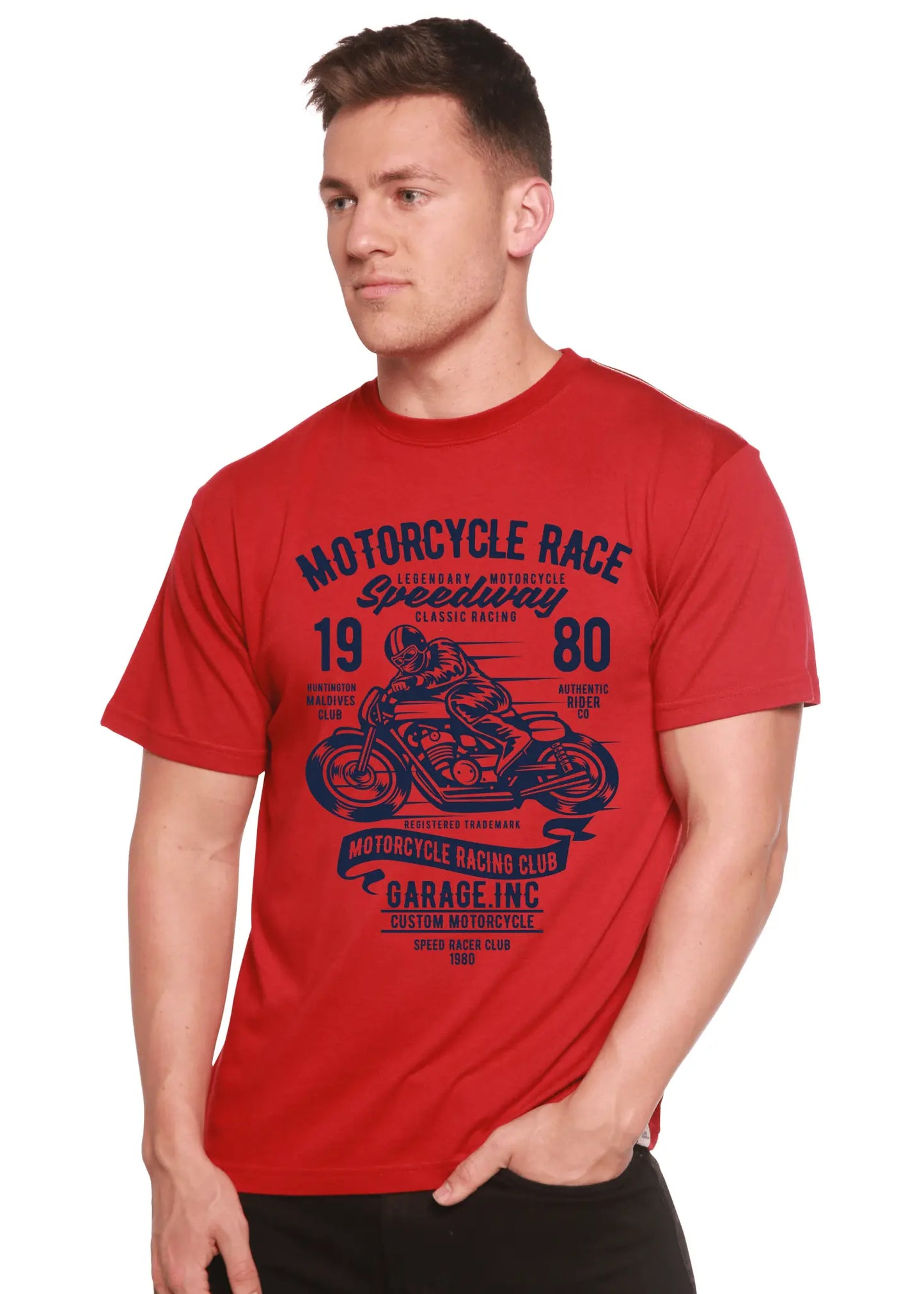 Motorcycles Race Men's Bamboo Viscose/Organic Cotton Short Sleeve Graphic T-Shirt - Blade & Thread