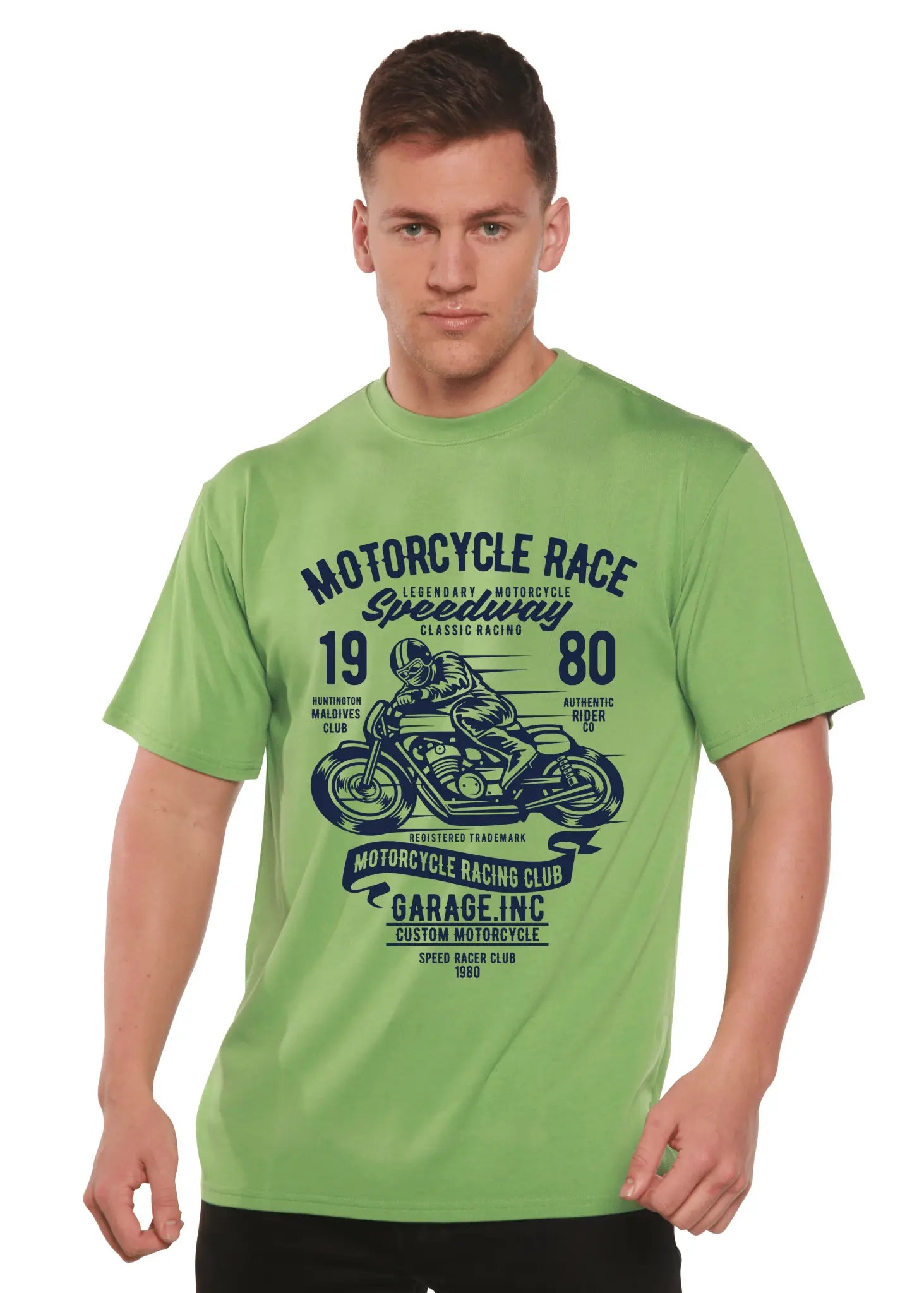 Motorcycles Race Men's Bamboo Viscose/Organic Cotton Short Sleeve Graphic T-Shirt Spun Bamboo
