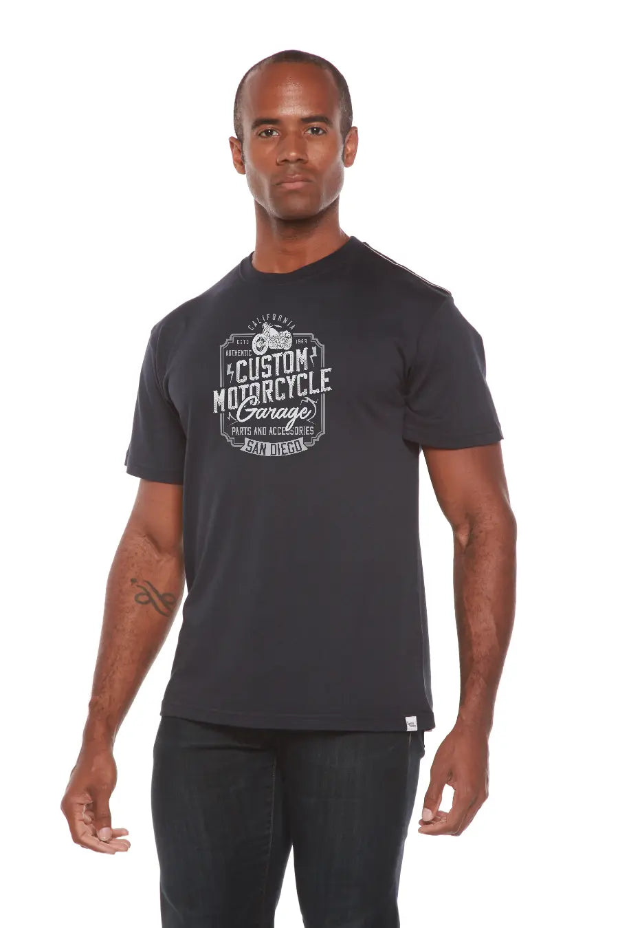 Mototrcycle Garage Men's Bamboo Viscose/Organic Cotton Short Sleeve Graphic T-Shirt Spun Bamboo