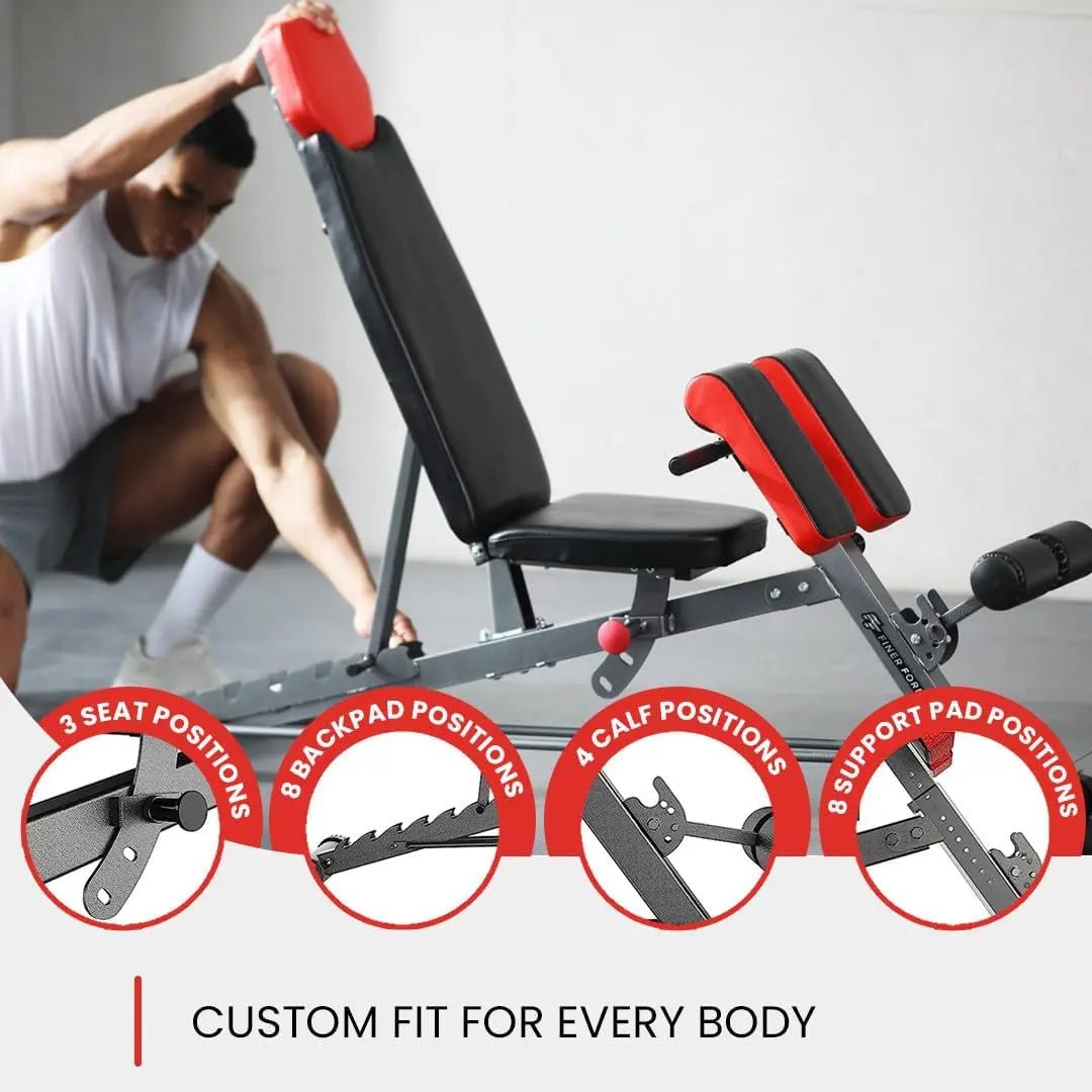 Multi-Functional FID Weight Bench for Full All-In-One Body Workout – Hyper Back Extension, Roman Chair, Adjustable Ab Sit up Bench, Incline Decline Bench, Flat Bench - Blade & Thread