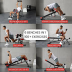 Multi-Functional FID Weight Bench for Full All-In-One Body Workout – Hyper Back Extension, Roman Chair, Adjustable Ab Sit up Bench, Incline Decline Bench, Flat Bench Blade & Thread