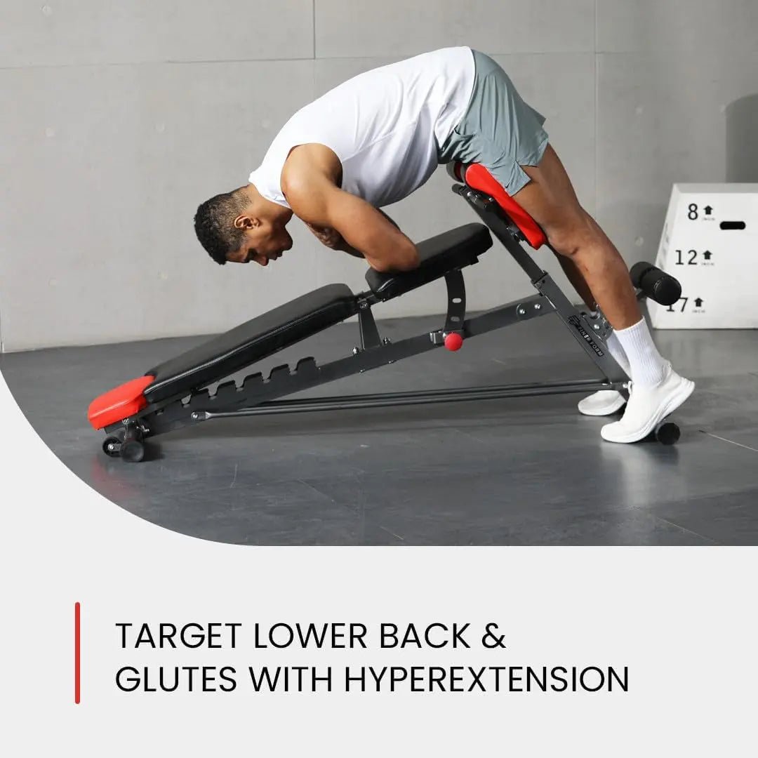 Multi-Functional FID Weight Bench for Full All-In-One Body Workout – Hyper Back Extension, Roman Chair, Adjustable Ab Sit up Bench, Incline Decline Bench, Flat Bench - Blade & Thread