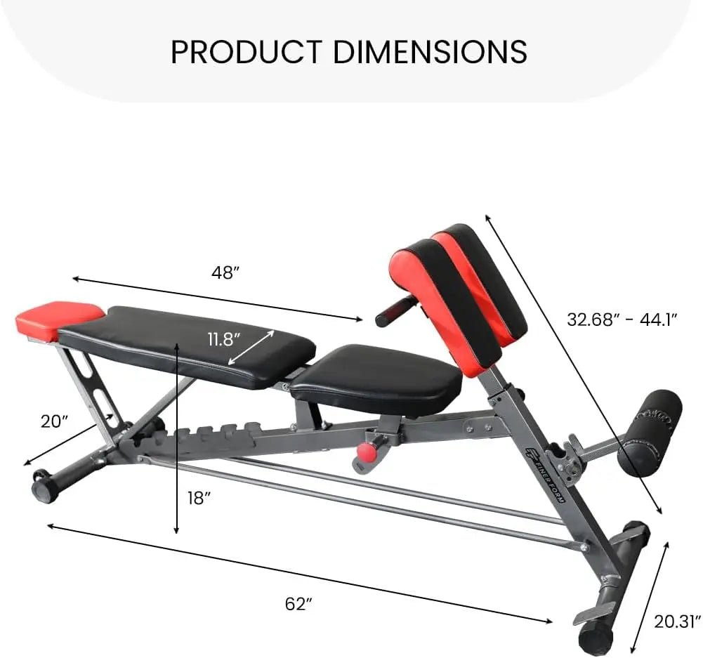 Multi-Functional FID Weight Bench for Full All-In-One Body Workout – Hyper Back Extension, Roman Chair, Adjustable Ab Sit up Bench, Incline Decline Bench, Flat Bench - Blade & Thread