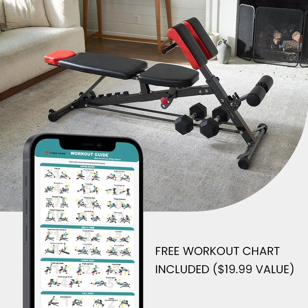 Multi-Functional FID Weight Bench for Full All-In-One Body Workout – Hyper Back Extension, Roman Chair, Adjustable Ab Sit up Bench, Incline Decline Bench, Flat Bench Blade & Thread