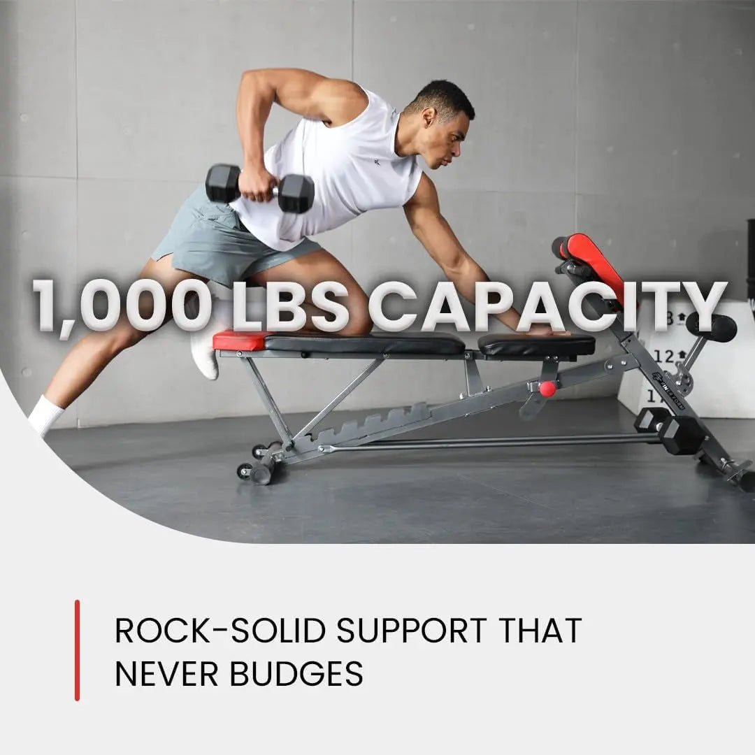 Multi-Functional FID Weight Bench for Full All-In-One Body Workout – Hyper Back Extension, Roman Chair, Adjustable Ab Sit up Bench, Incline Decline Bench, Flat Bench - Blade & Thread