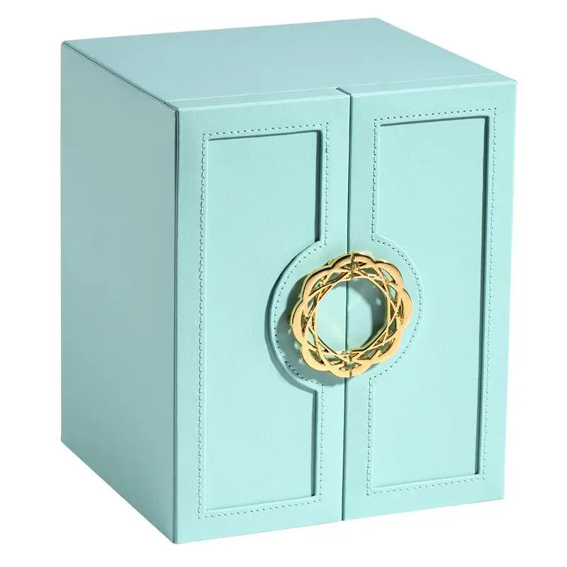 Multi-layer desktop household leather jewelry armoire - Blade & Thread
