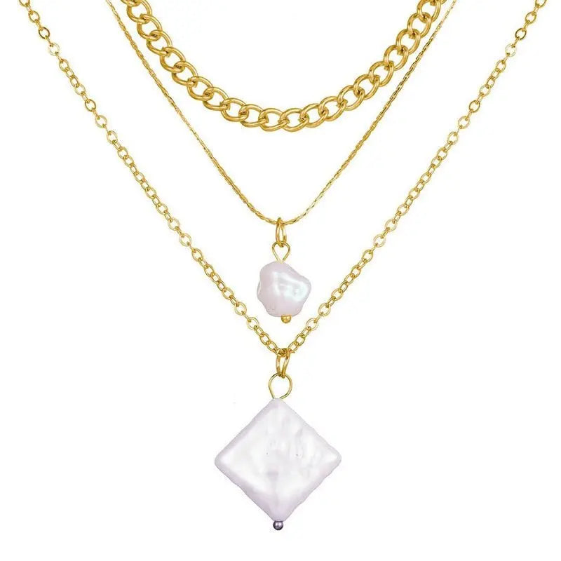 Multi Layer Lock Portrait Pendants Necklaces For Women Gold Metal Key Heart Necklace - Blade & Thread