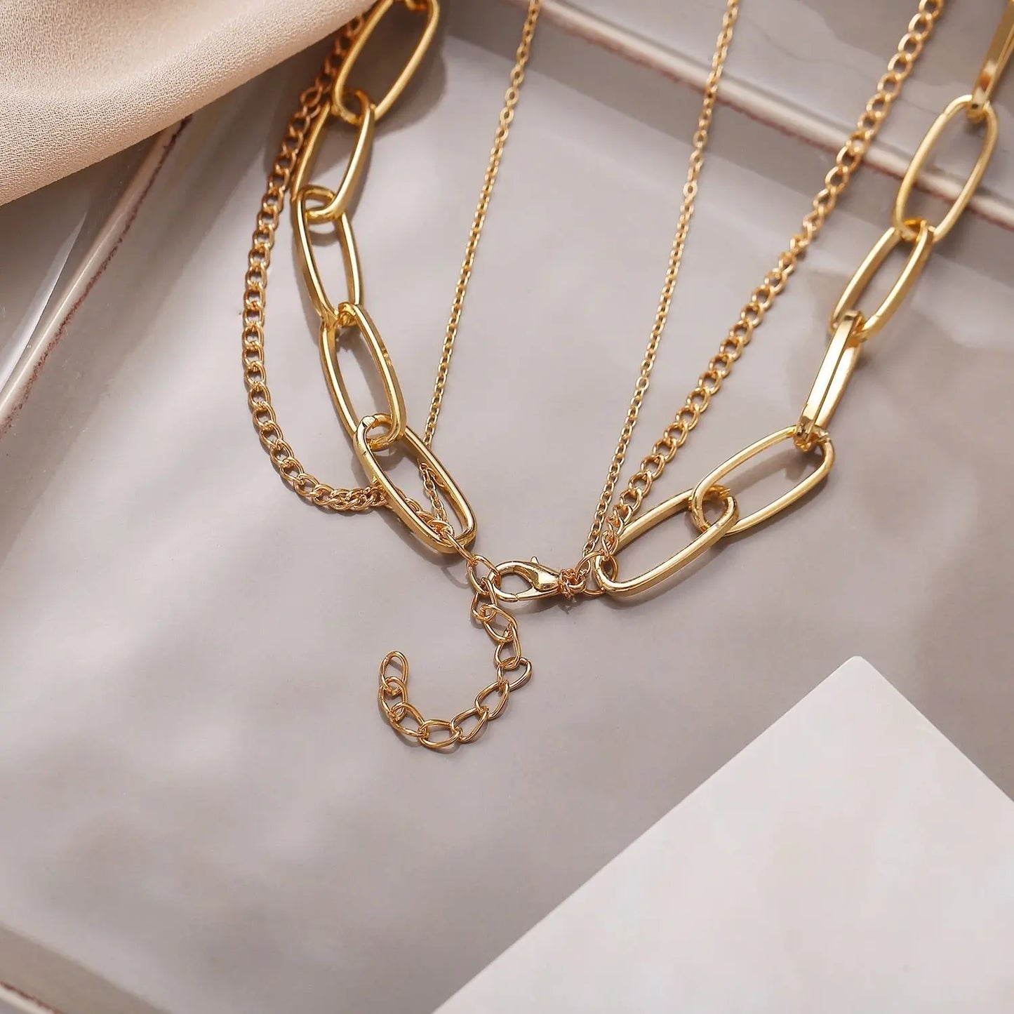 Multi Layer Lock Portrait Pendants Necklaces For Women Gold Metal Key Heart Necklace - Blade & Thread