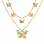 Multi Layer Lock Portrait Pendants Necklaces For Women Gold Metal Key Heart Necklace nowadaysfashion