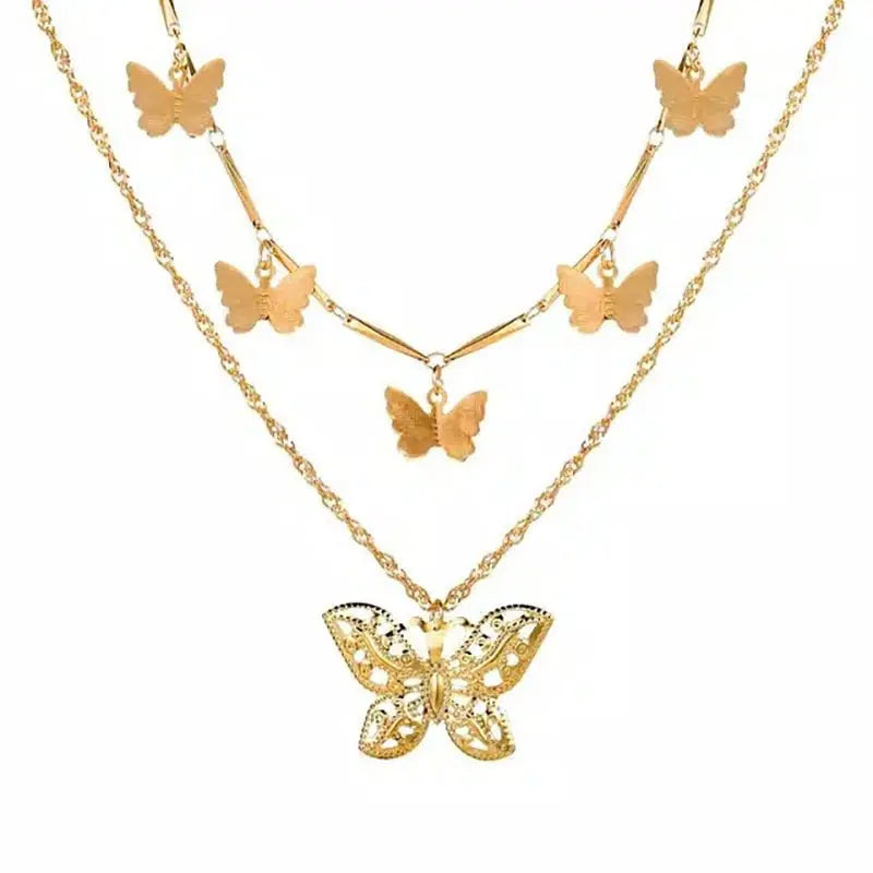 Multi Layer Lock Portrait Pendants Necklaces For Women Gold Metal Key Heart Necklace - Blade & Thread