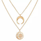 Multi Layer Lock Portrait Pendants Necklaces For Women Gold Metal Key Heart Necklace nowadaysfashion