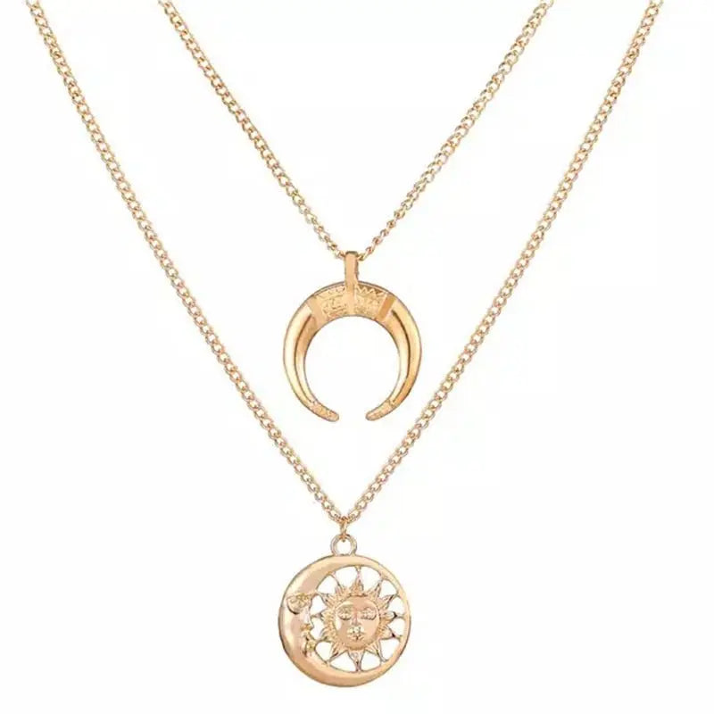 Multi Layer Lock Portrait Pendants Necklaces For Women Gold Metal Key Heart Necklace - Blade & Thread