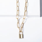 Multi Layer Lock Portrait Pendants Necklaces For Women Gold Metal Key Heart Necklace nowadaysfashion