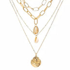 Multi Layer Lock Portrait Pendants Necklaces For Women Gold Metal Key Heart Necklace nowadaysfashion