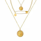 Multi Layer Lock Portrait Pendants Necklaces For Women Gold Metal Key Heart Necklace nowadaysfashion