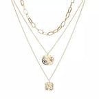 Multi Layer Lock Portrait Pendants Necklaces For Women Gold Metal Key Heart Necklace nowadaysfashion