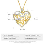 Multi-name Mixed Color Heart Necklace Family Tree of Life Nameplate Pendant nowadaysfashion