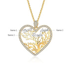 Multi-name Mixed Color Heart Necklace Family Tree of Life Nameplate Pendant nowadaysfashion