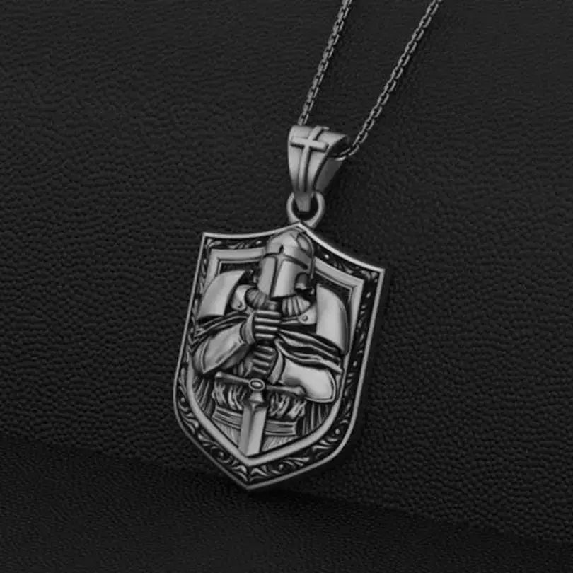 Mystic Vintage Christian Knight Crusader Pendant - Blade & Thread
