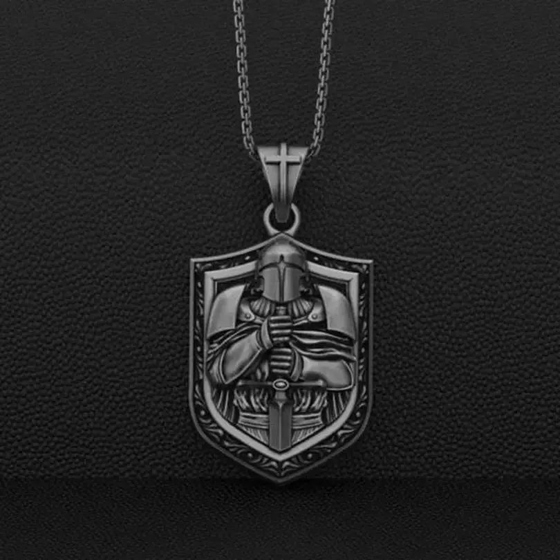 Mystic Vintage Christian Knight Crusader Pendant - Blade & Thread