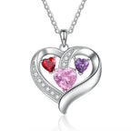 Name Engraved Heart Necklaces for Customized 3 Birthstone Necklace nowadaysfashion