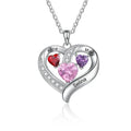 Name Engraved Heart Necklaces for Customized 3 Birthstone Necklace nowadaysfashion