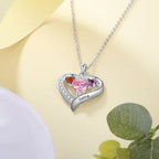 Name Engraved Heart Necklaces for Customized 3 Birthstone Necklace nowadaysfashion