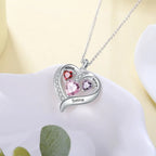 Name Engraved Heart Necklaces for Customized 3 Birthstone Necklace nowadaysfashion
