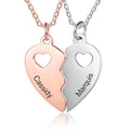 Name Engraving BFF Necklace Customized Rose Gold Silver Color Heart Couple Pendants nowadaysfashion