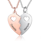 Name Engraving BFF Necklace Customized Rose Gold Silver Color Heart Couple Pendants nowadaysfashion