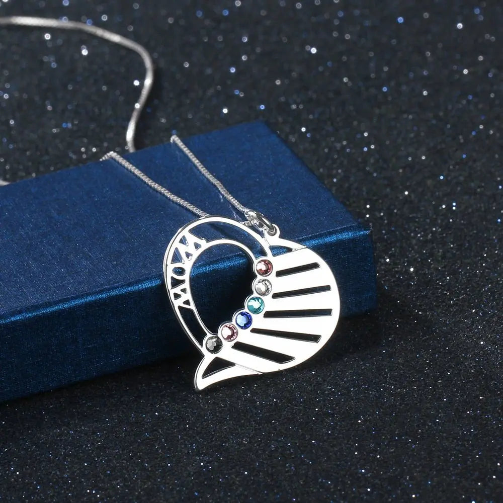 Name Necklace Personalized Birthstone Engrave Name Pendants - Blade & Thread