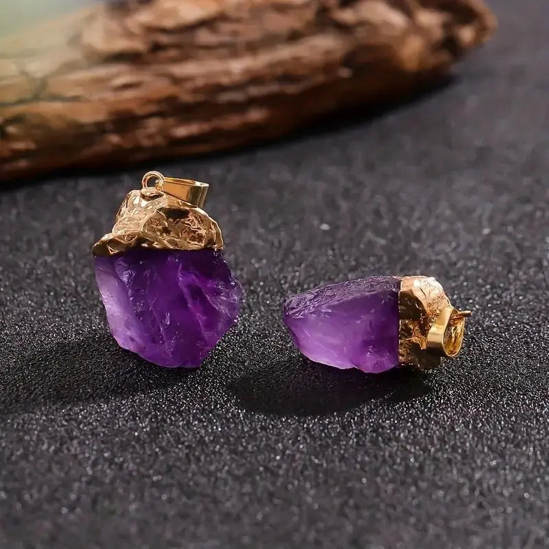 Natural amethyst gold-plated pendant - Blade & Thread