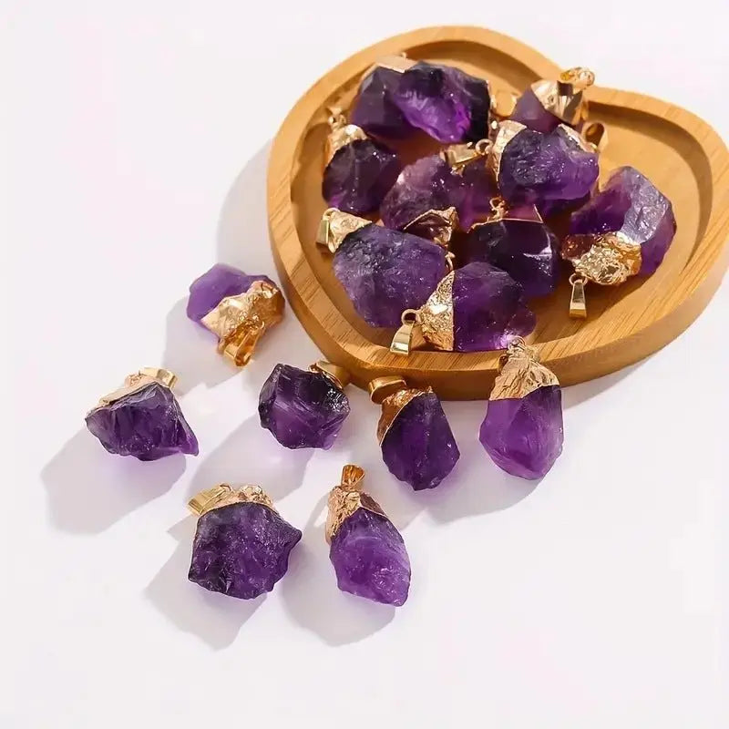 Natural amethyst gold-plated pendant - Blade & Thread