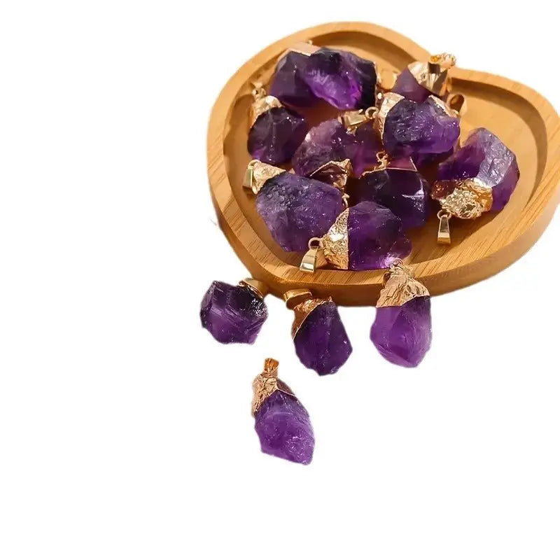 Natural amethyst gold-plated pendant - Blade & Thread