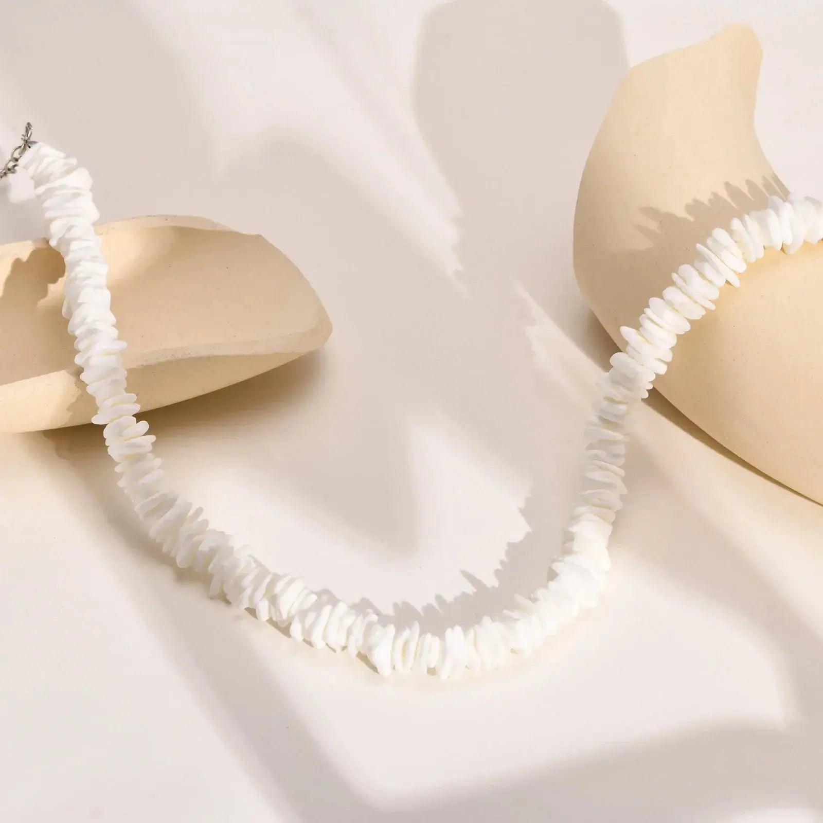 Natural Square Irregular Shell Beaded Chain Necklaces - Blade & Thread