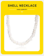 Natural Square Irregular Shell Beaded Chain Necklaces nowadaysfashion