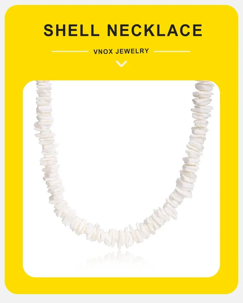 Natural Square Irregular Shell Beaded Chain Necklaces - Blade & Thread